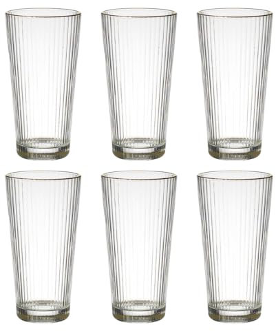 Lot de 6 Verres Striés Liseré Doré 40 cl