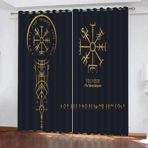 WIKINGER Gardinen ösenschal 2er Set B 120 X H 140 cm Vorhang Blickdicht Kälteschutz Schallschutz Verdunkelung Wärmeisolierende Vorhänge für Wohnzimmer Schlafzimmer