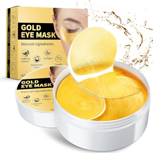 60 Pcs 24K Gold Augenpads, Gegen Augenringe Eye pads, Collagen Eye Pads für Feuchtigkeitsspendend, Falten, Puffiness Eye Patches Augenpflege