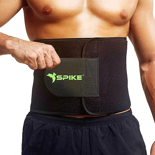 SPIKE Cinturón delgado para hombres y mujeres, moldeador de abdomen, moldeador de cuerpo, sauna, entrenador de cintura, cinturón de sudor ajustable, Spike Sweat Slim Belt Negro, talla única