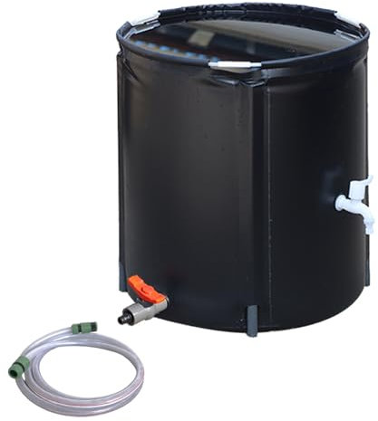 REBOTZ Barile per Pioggia da Giardino Pieghevole, 100/140/180/300/320/321/420/580/730L, Barile per Pioggia Portatile con Rubinetto e Contenitore per Raccoglitori di Acqua Piovana da Esterno 66X55CM
