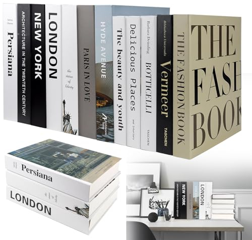 12 Stück Deko Bücher für Heimdekor Dekorative Bücher Dekobücher Faltbare Gefälschte Bücher Kartonschachtel nur Gefälschte Bücher Display Bücher für Couchtisch/Regale