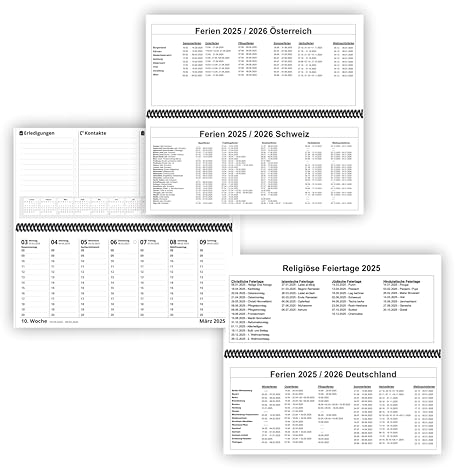 Tischkalender 2025: XL-Tischkalender, Bunt-Kalender orange , 13,5 x 29,7 cm, quer