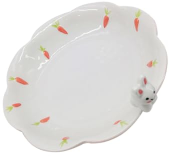 Alipis Multi-funktionales Keramik-tischgeschirr Mit Handgemaltem Hasen-design Perfektes Frühstücks Snack Und Dessert-serviertablett Für Familie Für Ostern Und Festliche Anlässe