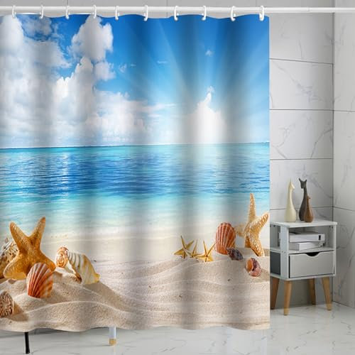 FAIRYGATE Duschvorhang Blau 180x180 Duschvorhang Antischimmel für Badezimmer Schimmelfest Beständig Polyester Anti Schimmel 180x180cm Shower Vorhang mit Haken Abstrakt Duschvorhänge B8812