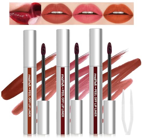 3 Farben Peel off Lip Liner Tattoo, Peel off Lip Stain Tattoo Mit Mattem Finish, Mit Vitamin E Infundiert, Tattoo Lippenstift Langlebig Plump Lippenkonturenstifte Geschenk Für Frauen