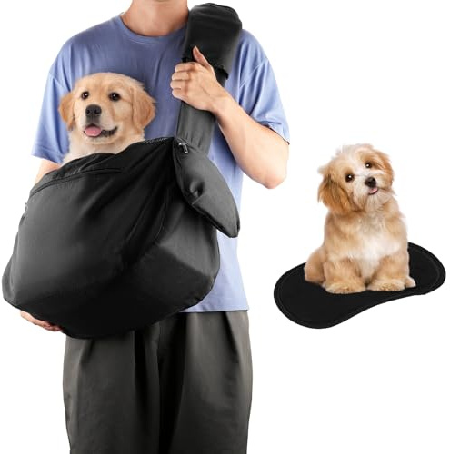 Dog Sling Carrier, ISFORU Pet Sling Bag for Medium Dogs,Fits 5 to 10KG Medium Dog/Cat Sling Carrier, Hands-Free Dog Bag with Adjustable Strap,Pockets and Soft Bottom Mat