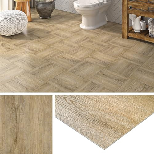 Livelynine Peel and Stick Floor Tiles Bathroom Light Oak Wood Effect 30x30CM Self Adhesive Floor Tile Wood Effect 32-Tiles Waterproof Sticky Floor Tiles Kitchen Flooring Tiles Self Adhesive Bedroom