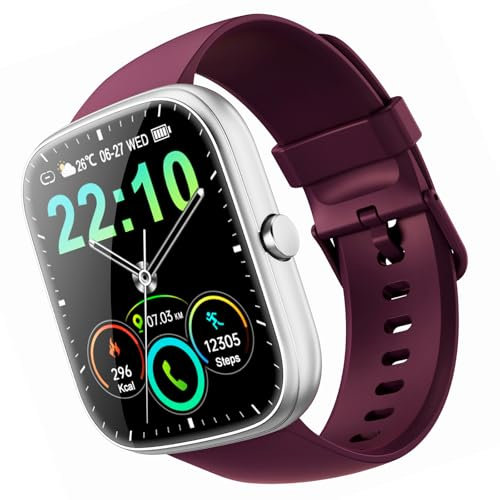 QCOQ Smartwatch Uomo Donna, Cardiofrequenzimetro/Contapassi, SpO2, Fitness Tracker, IP68 Impermeabile, Rosso