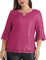 Hanna Nikole Top da donna con paillette, con scollo a V, con paillettes, maniche a 3/4, Colore: rosa., 52