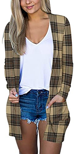 Generico Coprispalle Cerimonia Estivo Cappotto alla per Le Donne Cardigan Aperto sul Davanti con Maglione Cardigan Leggero spolverino Casual Copri Spalle per Abiti Eleganti (Khaki, M)