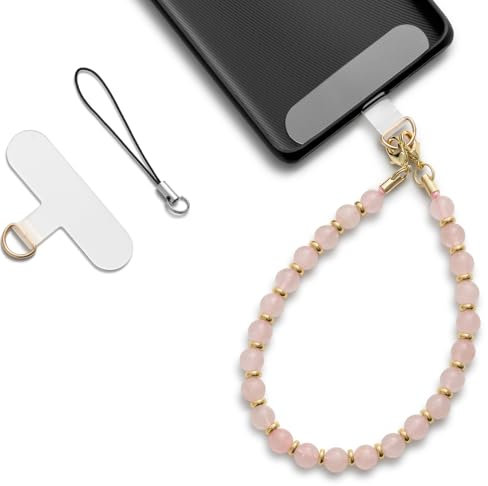 MORSUNBELA Cordon para Movil Cuerda para Movil Colgante Universal para Teléfono, Cadena para Móvil, Compatible Mayoría de los Funda - Rosa Cristal