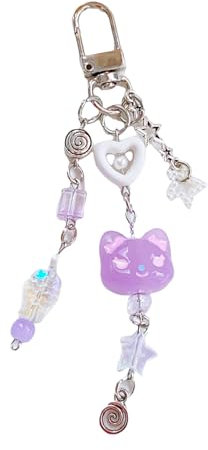 ZAYIUKI Herz-Handyanhänger mit Katzen-Schlüsselanhänger, stilvoller Handy-Anhänger, Schlüsselanhänger, modische Handykette für Taschen- und Kamera-Dekore