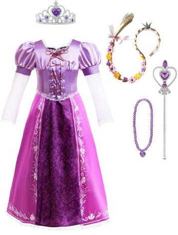 Lito Angels Deguisement Robe Princesse Costume avec Accessoires pour Enfant Fille Taille 9-10 ans, Violet