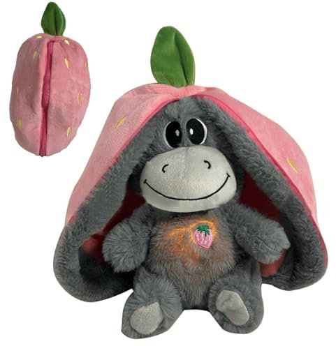MWZBTG Burro Peluche Que Respiras, Burro Antiestres Dormir, Muñeco Peluche Que Respiras Para Ansiedad Burro,Animal De Peluche Relajante Para Niños Juguetes Peluche Bebés Con Movimiento Sonidos Y Luces