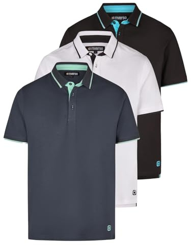 riverso Poloshirt Herren Kurzarm 3er Pack RIVLeano Regular Fit Shirt Sommer | Basic Baumwolle Einfarbig Weiß Schwarz Blau Grün Grau Beige S M L XL XXL 3XL 4XL 5XL