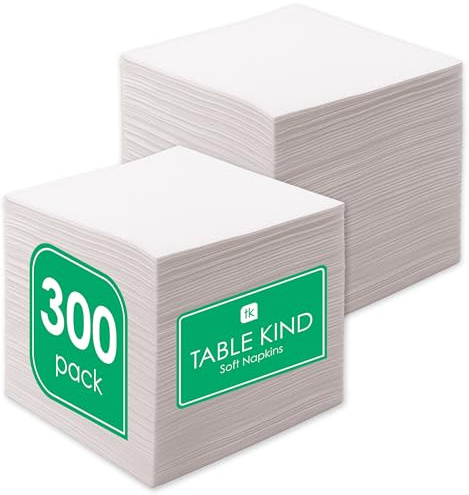 Table Kind 300 x Weiche Weiße Servietten, hochwertige Servietten für Partys, Catering und den täglichen Gebrauch, FSC, nachhaltig und recycelbar, hergestellt in der EU | 1lagig | 33cm
