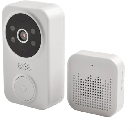 UrbanHui Smart Wireless Video Doorbell Two-Way Audio Intercom Remote Monitoring Infrared Night Visions APP Control Easy Installation Battery Powered 2.4G WiFi 14x9x3.5cm for Home Security(White)