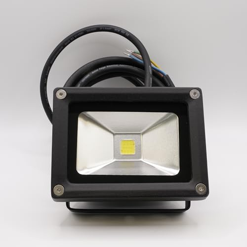 V2 Projecteur LED universel10W - 6000K Blanc Froid - 1100 Lumens - Câble 3m - Étanche IP65 - Boîtier Noir Aluminium – Alimentation 12-24V / DC + 1 Goodies DOMOBIP
