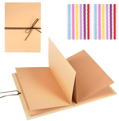 2 Stück Kraftpapier Leporello, 15 X 21 cm Kleines Fotoalbum mit Fotoecken