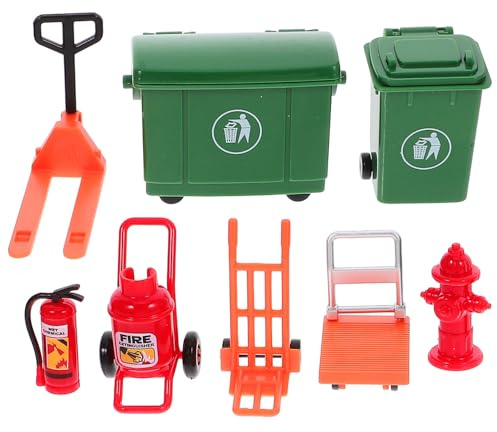 HOODANCOS Kit de Jeu de Rôle pour Garçon et Filles – de Simulation Pompier Ensemble de Barrières, Poubelle, Chariot Orange, Mini Transpalette et Diable – Ensemble Éducatif pour Tout-petits