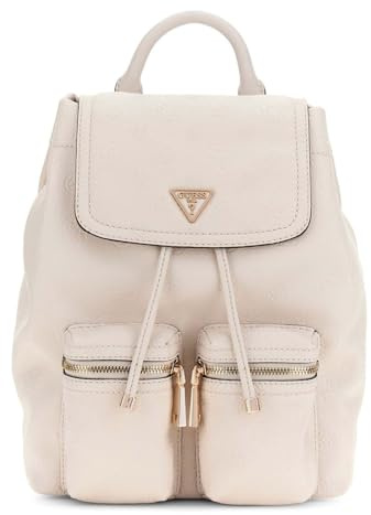 GUESS Rucksack Freizeitrucksack Manhattan II Flap Backpack Stone Logo creme