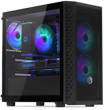 ENDORFY Signum M30 ARGB PC-Gehäuse, Micro-ATX Gaming Case mit Mesh-Front, 3× 120 mm PWM ARGB-Lüfter, Tempered Glass, USB-C, Schwarz