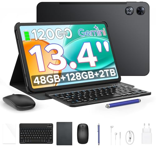 POPUX P13 Tablette 13 Pouces Android 16 et Gemini AI, 2,4K/120Hz, 48Go RAM+128Go ROM/2To TF, 12000mAh/18W, T7280 Octa-Core, 16MP, Tablette avec Clavier et Stylet, Made by POCKAM