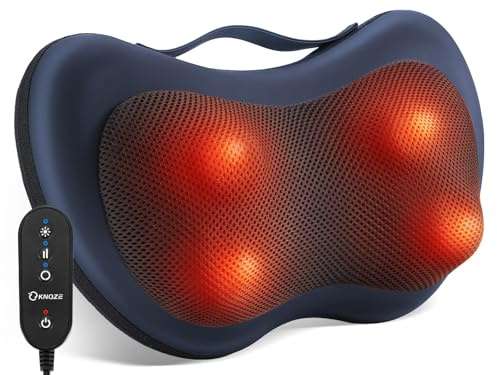 KNQZE Massagegerät, Nackenmassagegerät mit wärme, Shiatsu Massagegerät für Nacken, Schulter, Rücken, Geburtstagsgeschenk für Frauen Männer, Massagekissen mit 3D Rotierenden Massageköpfen