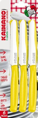 Kaimano KDN021506G 6 Coltelli Tavola Lama Dentata Dinamik Giallo