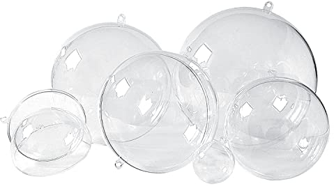 VBS 12er-Pack Acrylkugeln Ø 12 cm Kunststoff teilbar mit Aufhängeöse Kugeln Baumschmuck Baumkugeln Weihnachtskugeln