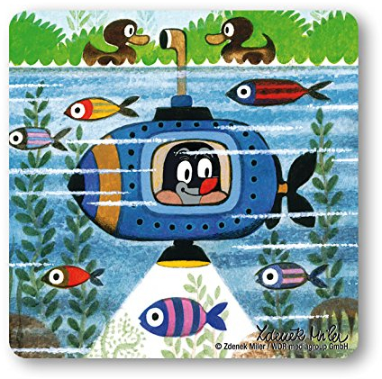 Logoshirt® Krtek I Der kleine Maulwurf | U-Boot I Untersetzer | Kork | 10x10cm | langlebiger Druck | Lizenziertes Originaldesign