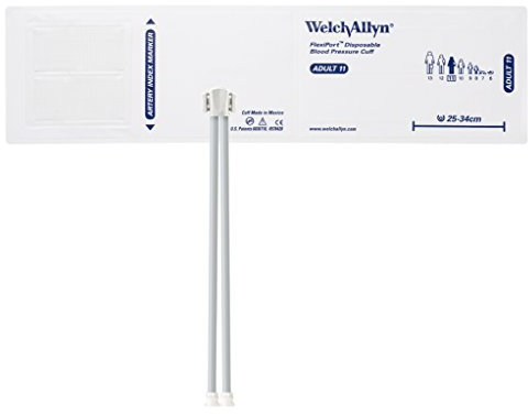Welch Allyn SOFT-11-2MQ FlexiPort Soft Disposable Blood Pressure Cuffs with Two-Tube Locking Type Connector, Adult [size 11] (Pack of 20)