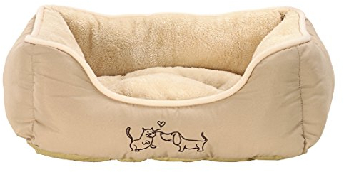 Dehner Lieblinge Hundebett und Katzenbett Sammy, ca. 61 x 48 x 18 cm, Polyester, beige