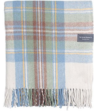 The Tartan Blanket Co. Recycelte Wolldecke Schoßgröße Schottenmuster (72cm x 165cm) (Stewart Muted Blue)