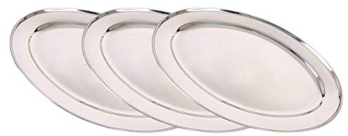 BURI 3er-Set Acero INOX. Bandeja 30cm Bandeja para Bufet Bandeja Plato para Fiesta