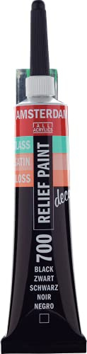 Talens Amsterdam Acryl Relief-Farbe für Glas- und Universalfarbe, 20ml Tube Nr.700 Schwarz