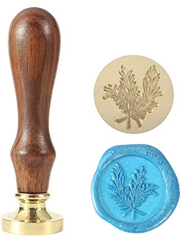 Mogokoyo Vintage-Stil Pflanzen-Serie Rosenholz Wachs Siegelstempel Dekorativer Siegel Petschaft Holzgriff Brief mit verschidene Gravur (Rosmarin)