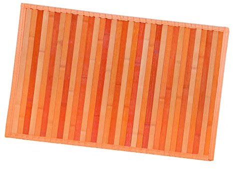 emmevi Bambus-Teppich aus Holz, rutschfest, Fußmatte, Bambus, Küche, Bad, Degradé, 50 x 225 cm, Orange