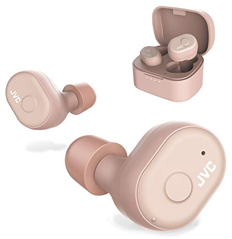 JVC Auriculares verdaderamente inalámbricos, Bluetooth 5.0, Resistencia al Agua (Ipx5), Larga duración de la batería (4 + 10 Horas), Ajuste Seguro y cómodo con Auriculares de Espuma viscoelástica