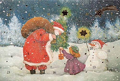 Adventskalenderkarten 4 Stück Nostalgie Weihnachten Grußkarten Goldprägung Kunstkarte Retro Vintage Adventskalenderkarte