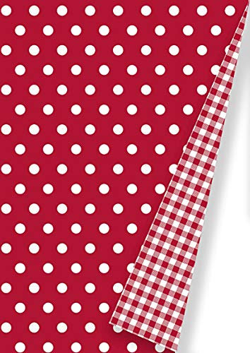 Geschenkpapier Rot Weiß gepunktet 60913 - Breite 50cm - 50m lang - 16.60913-65-1