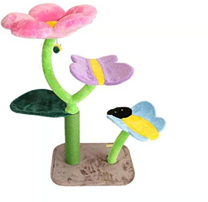 Kratzbaum Kratzbaum Turm Katze Klettergerüst Bequeme Haustier-Activity Center Einzelne Blume Form Mit Sisal Kratz QAF0519 (Color : Multi-Colored)