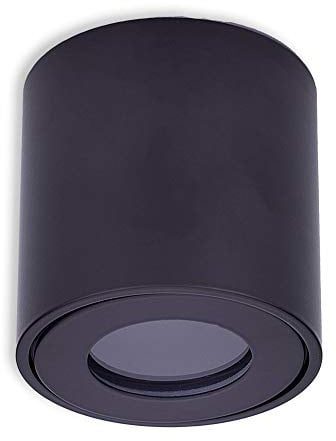LED Aufbauleuchte IP44 schwarz rund 7 Watt warmweiß GU10 230V - Aufbaustrahler für Bad und Außen Downlight Spot Deckenlampe Loft Aufbauleuchte Aufbau-Spot Decken-Strahler