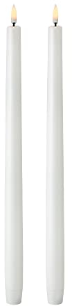 Piffany Copenhagen Uyuni Lighting Taper 2er Set LED Stabkerzen 2,3 x 35 cm Echtwachs Weiss - 6 Stunden Timerfunktion - Keine Brandgefahr, Keine Rußbildung und kein Geruch