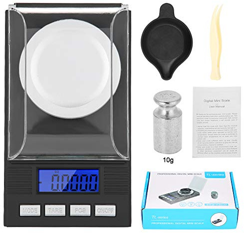 Digitale Milligramm-Schmuckwaage, Tragbare Mini-Hochpräzisions-0,001 G Professionelle Taschen-Diamantwaage Elektronische Waage Gewicht Gramm und Oz(10g)