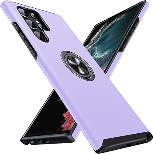 AOUIA für Samsung Galaxy S22 Ultra Hülle, Militärstandard Stoßfest Kratzfestigkeit Rotating Ständer Hülle Kompatibel mit Samsung S22 Ultra 5G, Violett