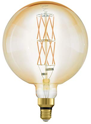 EGLO E27 LED Lampe dimmbar, extra-große Amber Vintage Glühbirne Big Size, Retro-Leuchtmittel Globe, 8 Watt (entspricht 60 Watt), 806 Lumen, warmweiß, 2100k, G200, Ø 20 cm