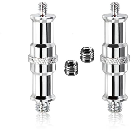 SPEEDWOX 2 pezzi adattatore a vite filettato in metallo maschio convertitore standard da 1/4 a 3/8Spigot Stud Light Stand adattatore Set con 2 pezzi da 1/4femmina a 3/8 maschio viti adattatore dado