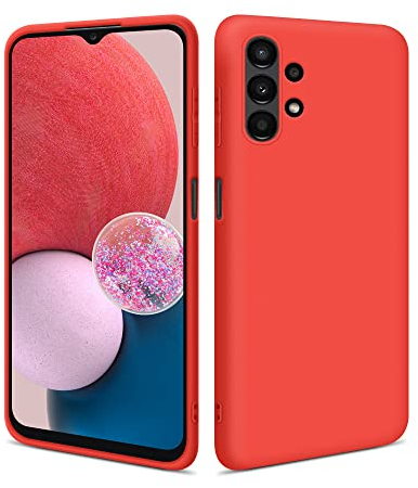 HSP Coque pour Samsung Galaxy A13 4G [Anti-poussière] étui de protection en silicone TPU premium | Résistant aux chocs | Protecteur d'écran et de caméra | Housse Ajustement parfait Mat | Rouge